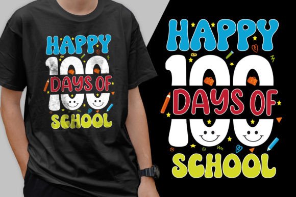 100 Days of School Trendy T-Shirt Design Graphics