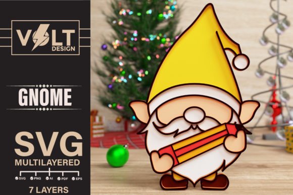 Back to School Gnome Papercut 3D SVG for Laser Cutting & Ornaments
