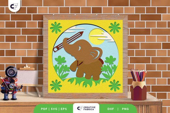 Elephant Back to School 3D Paper Cut: 3D SVG for School Branding