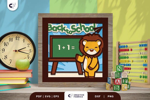 Lion Back to School 3D SVG for School Projects