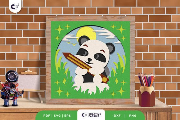 Panda Back to School 3D SVG