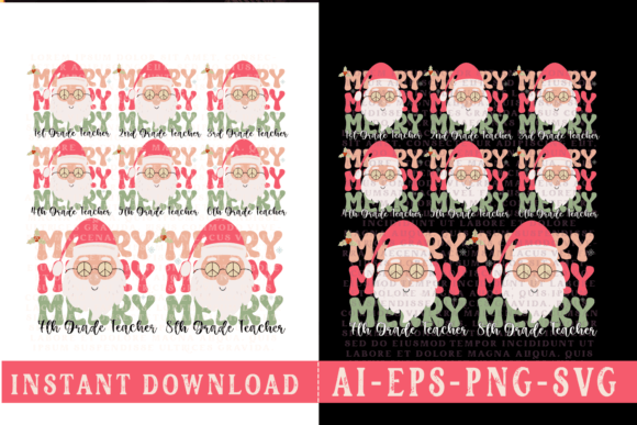 Retro Teacher Life Christmas Sublimation Graphics