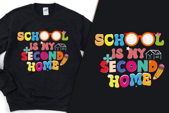 Second Home School Chic Tee Design SVG: Graphics for T-Shirt Designs